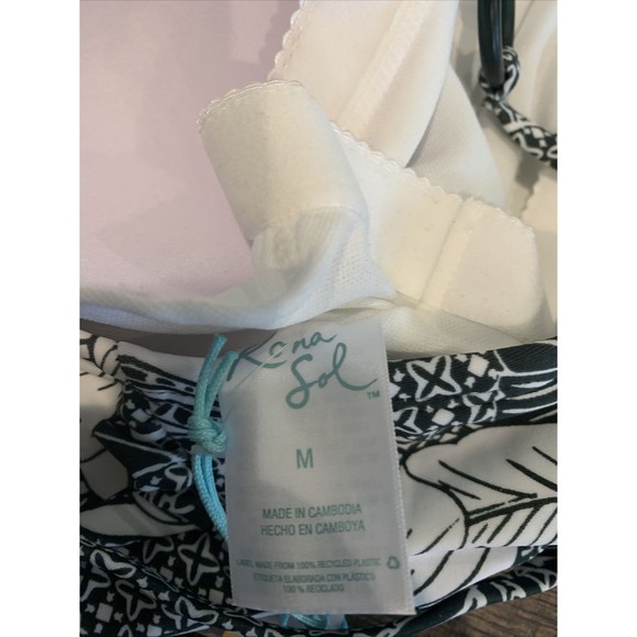 Kona Sol Ring Detail Medium Coverage One Piece Swimsuit Tropical Gray med 1020 - Picture 6 of 8